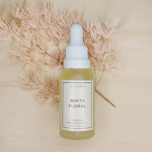 White Floral Poo Buster